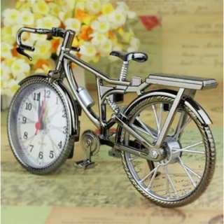 Relógio Decorativo Bicicleta Bike Vintage Metal Analógico Mesa Despertador 22x13cm AA