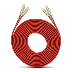 Cabo Rca Blindado Dupla Blindagem Tech One Vermelho 5 Metros