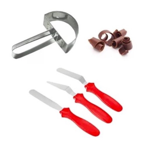 3 Espatulas Chocolate Chantili Solrac + Raspador Chocolate Meia Lua