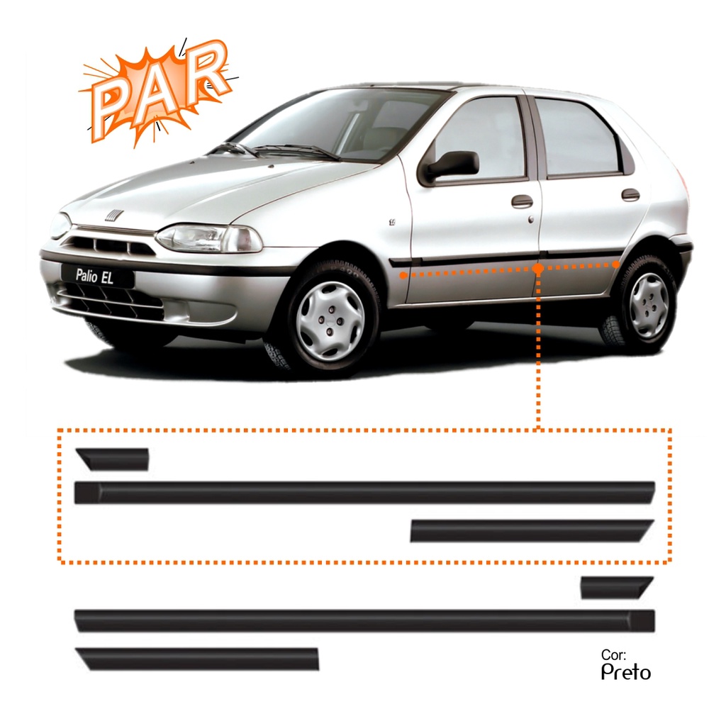 Jg Friso Lateral Palio 96 97 98 99  4 Portas  Preto