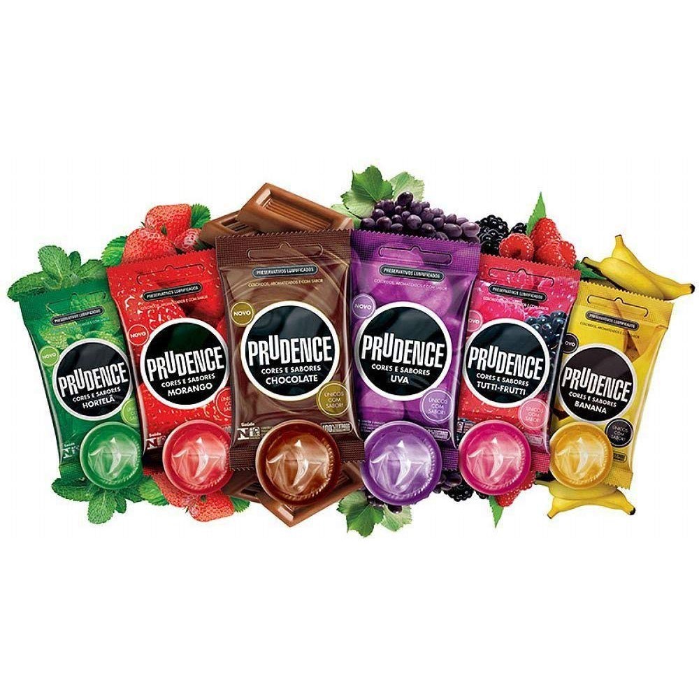 Camisinha Preservativo Prudence Cores e Sabores Pacote com 3 unidades