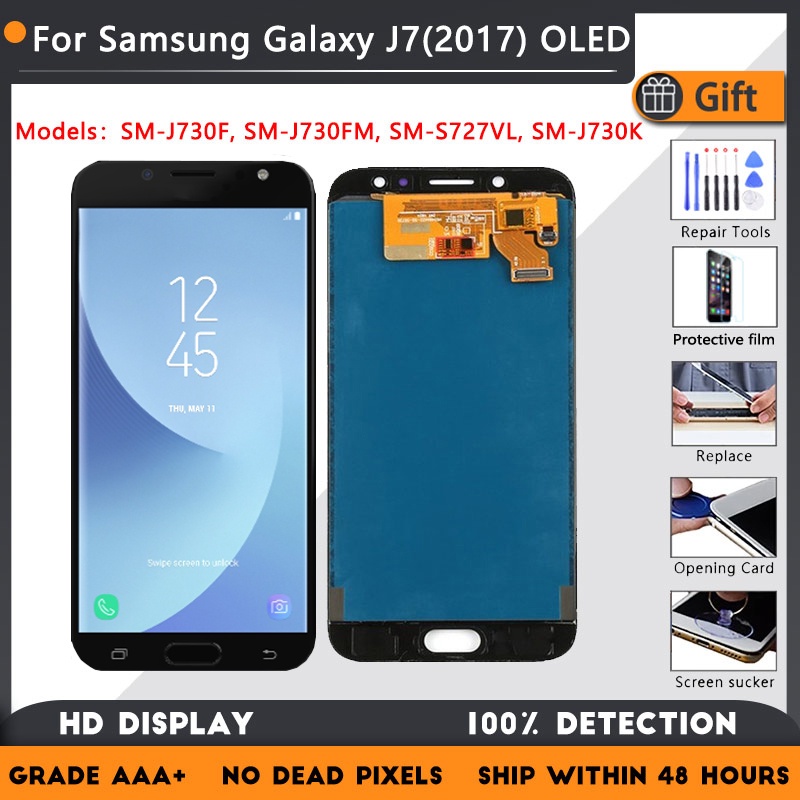 5.5 " Super AMOLED Para SAMSUNG Galaxy J7 Pro/J7 2017 Display J730 J730F LCD & Tela De Toque Digitador Assembléia Peças