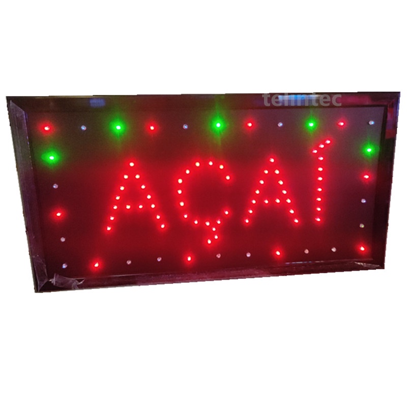 Painel led letreiro luminoso placa com a escrita AÇAÍ em Oferta na Shopee