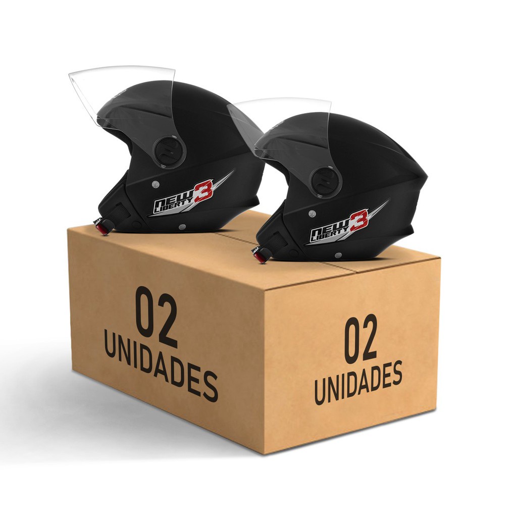 Kit Combo 2 Capacetes Moto Aberto Pro Tork New Liberty Three