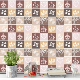 Adesivo de Parede Azulejo Café em Tons de Bege 1,00 mt em Oferta na Shopee