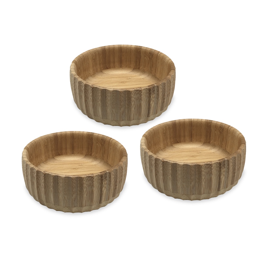 Kit de 3 bowls de bambu canelados - Oikos em Oferta na Shopee