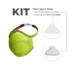 Kit Máscara Fiber Knit Sport + 30 Filtros Proteção + Suporte - Limão