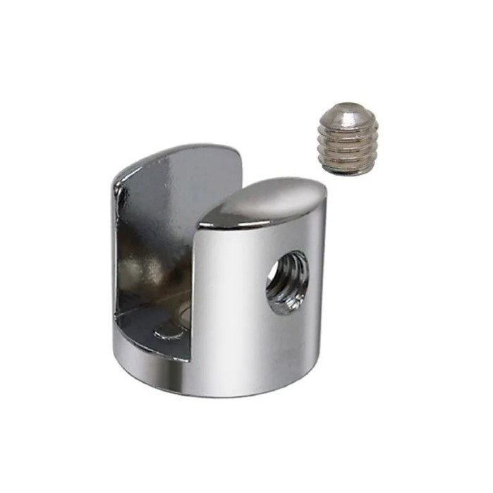 SUPORTE FENDA U CROMADO 6MM PARA PRATELEIRA 04 UNIDADES COM BUCHA E PARAFUSOS