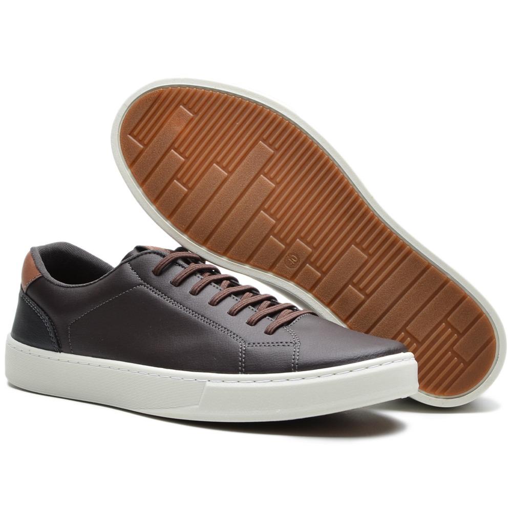 Sapatenis Masculino Solado Colado e Costurado Palmilha Gel Espumado - Marrom