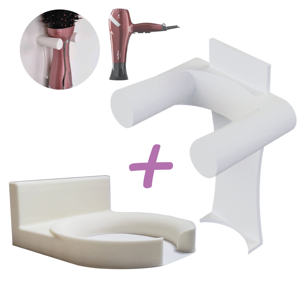 Kit Suporte para Escova Secadora + Secador de Cabelo Universal Branco