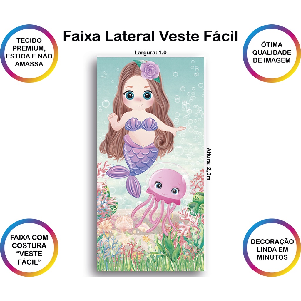 Painel De Festa Tecido 3D + Trio Capa Cilindro + Faixa Veste Fácil - Fundo  do Mar Sereia Baby Cute | Shopee Brasil