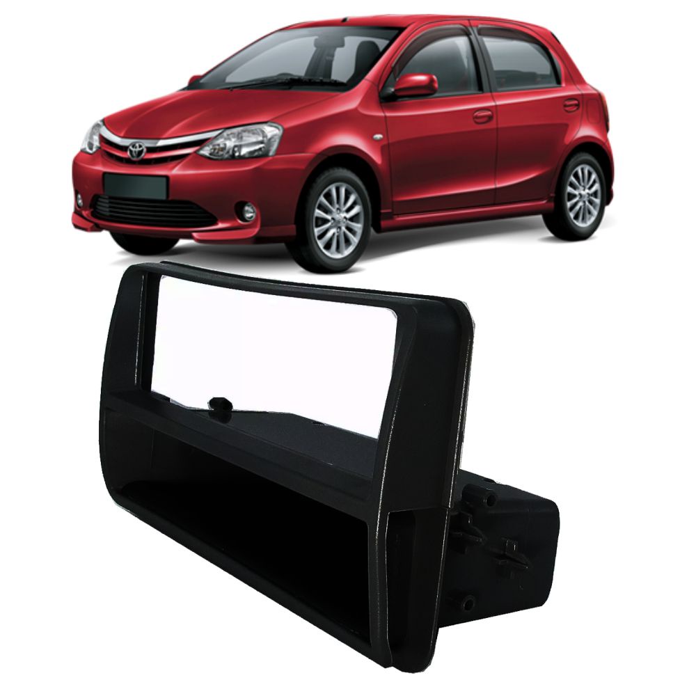 Moldura Rádio 1din + Porta Objetos Etios E Corolla 2015 em diante Black Piano