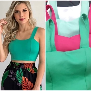 Cropped top alça alcinha grossa com bojo feminino