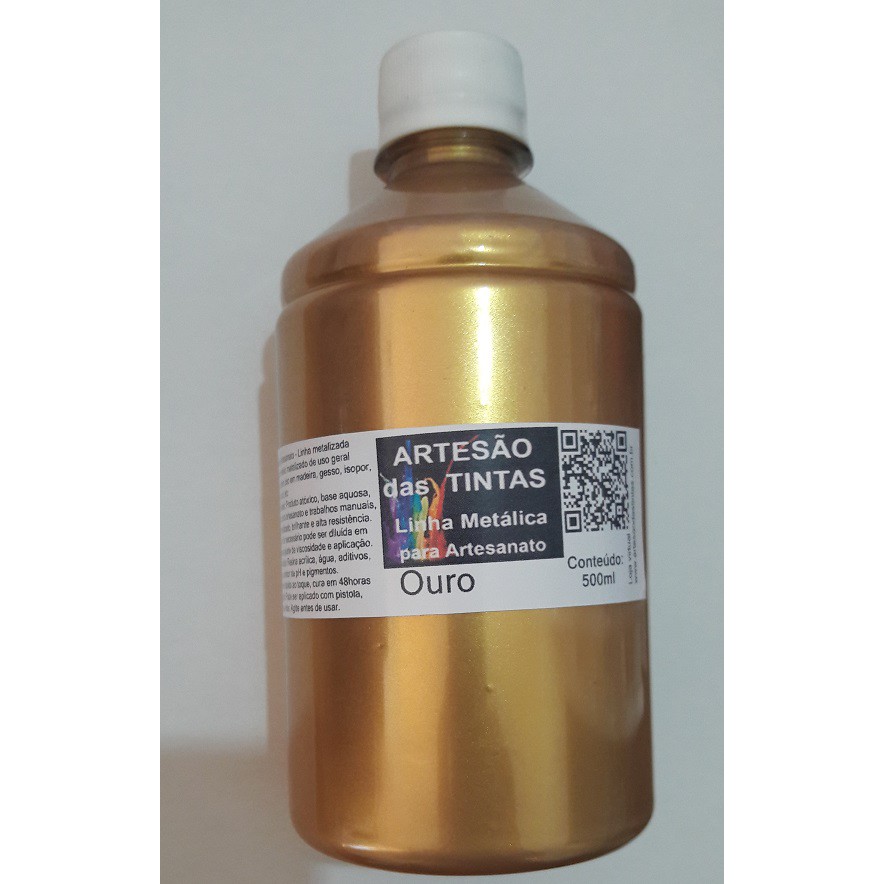 Tinta Ouro Metálica - Tinta Para Arte e Artesanato, gesso - 500Ml em Oferta na Shopee