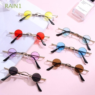 RAIN1 Ins Moda Retro Doce Cor Mulheres Homens Armação De Metal Hip Hop Óculos De Sol Redondos Pequenos