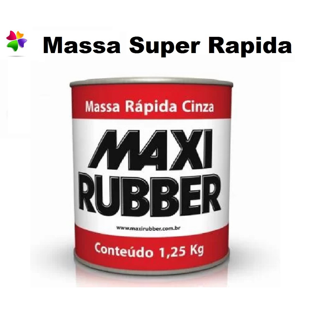 Massa Rápida cinza Automotiva Maxi Rubber 1,25kg