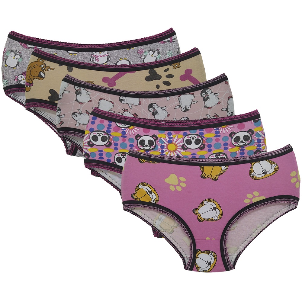 Kit 5 Calcinhas Infantil Luluzinha Algodão Penteado, Tecido Ideal Para Crianças - Baby & Kids Fashion