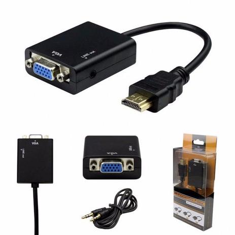 Cabo Adaptador Conversor Hdmi para Vga HDMI2VGA Pc Notebook com saida p2 de audio 20 cm · foto 2