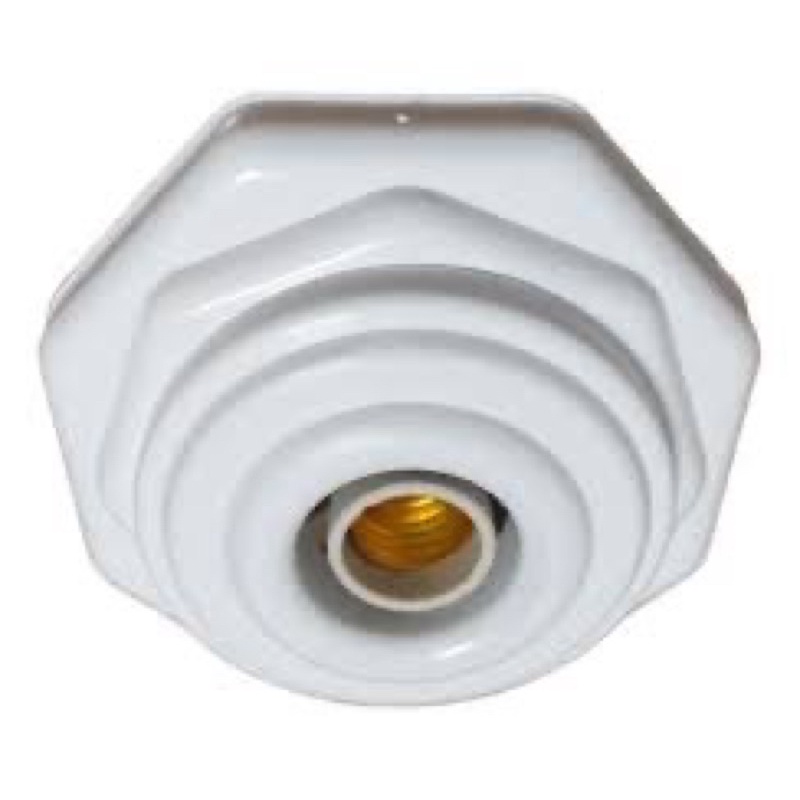 plafon octagonal c/ soquete louça e27 pvc branco p/ lampada Pexcel R7