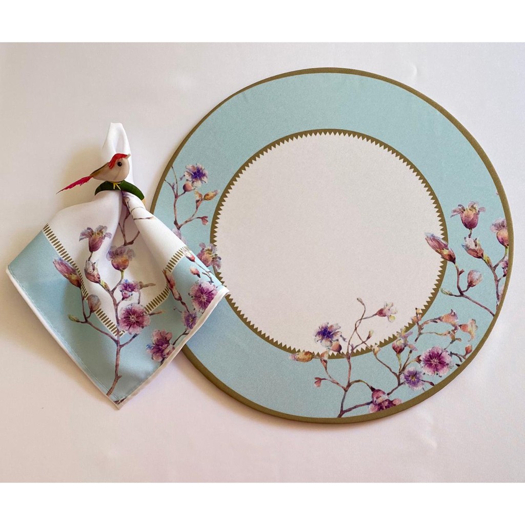 Kit 6 Capa + 6 Guardanapo Sousplat Supla Tecido 35cm + 6 Porta Guardanapo + 6 Bases MDF Decoração Oferta