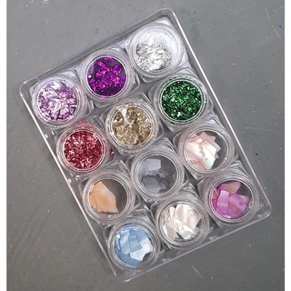 Kit Madrepérola Com Folha De Ouro Para Decoração De Unhas
