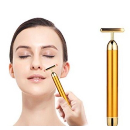 Barra facial de beleza gold vibration 24k, barra de beleza de rosto, massageador de rolo de endurecimento por pulso, enrijecedor de pele,