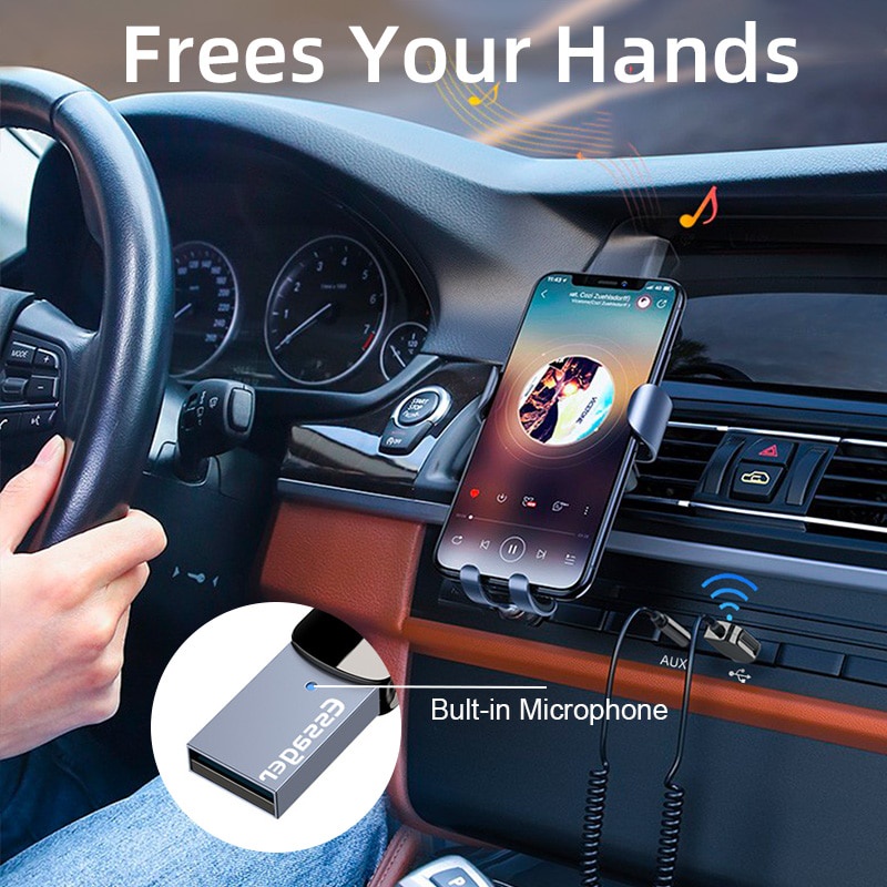 Adaptador de áudio sem fio Essager, receptor Bluetooth 5.0, auxiliar USB para 3,5 mm, mãos livres com microfone para · foto 2