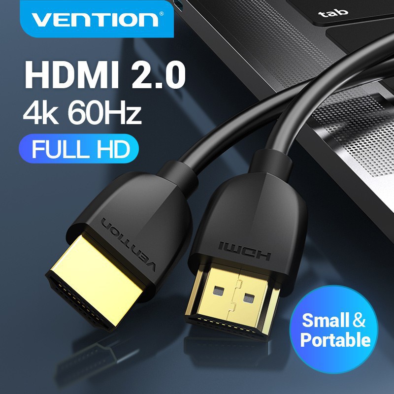 Vention HDMI 2.0 Cable Super Slim Support 4K 60Hz Male to Male Gold Plated Connector compatible with Apple TV Projecto