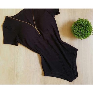 body feminino com bojo decote em ziper malha canelada novidade