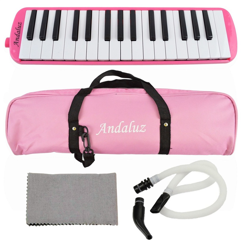 Kit Escaleta Melódica 32 Teclas Preto E Rosa C/ Estojo