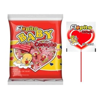 PIRULITO BABY FLOPITO CORAÇÃO FLORESTAL MORANGO 200g C/ 50