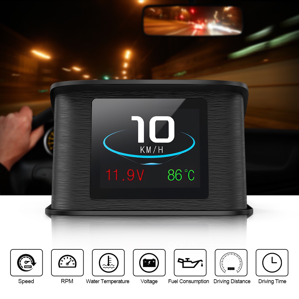 Ancel Hud Carro P10 Head Up Display Gps Obd Hud Velocímetro Tensão De Consumo De Combustível Do Computador Do Carro Medidor De Temperatura De Segurança
