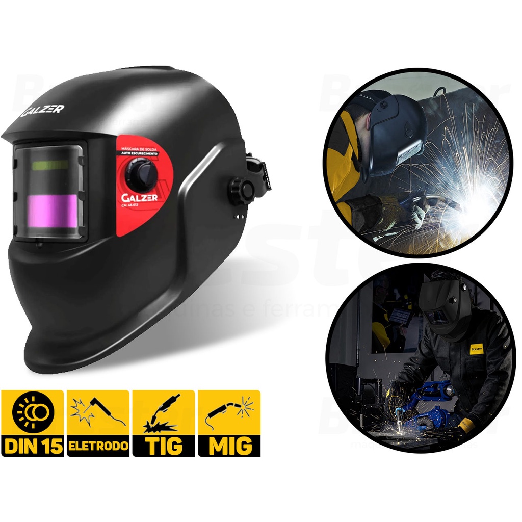 Máscara De Soldar Automática Com Regulagem Capacete De Solda Galzer - Home & Living