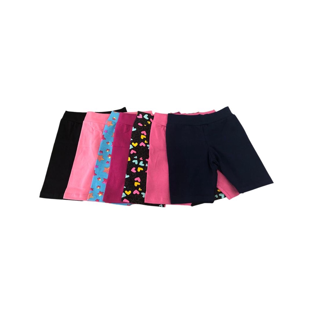 Kit 5 Shorts Legging Tamanhos 4, 6, 8 Para Meninas Infantil Em Cotton Cores Sortidas Lisas E Estampadas
