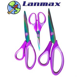 Kit com 3 Tesouras com Lâmina de Titânio Lanmax Artesanato Patchwork multiuso Tesoura Kit 3 Tesoura Titânio em Oferta na Shopee