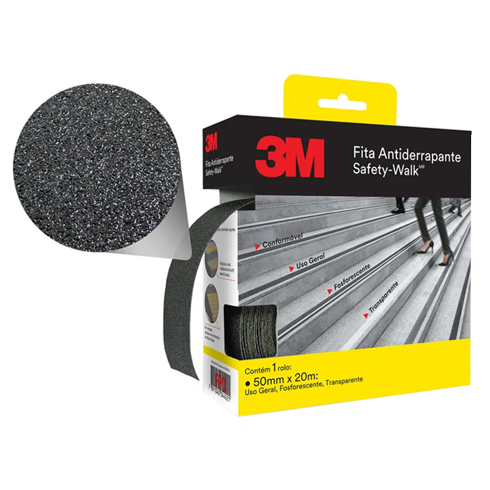 Fita Antiderrapante 20 Metros x 50mm Safety Walk Preta 3M Uso Geral em Oferta na Shopee