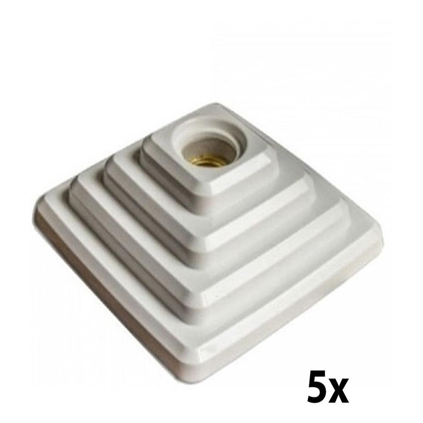 Kit 5 Plafon Plafonier Piramide Quadrado Branco Teto