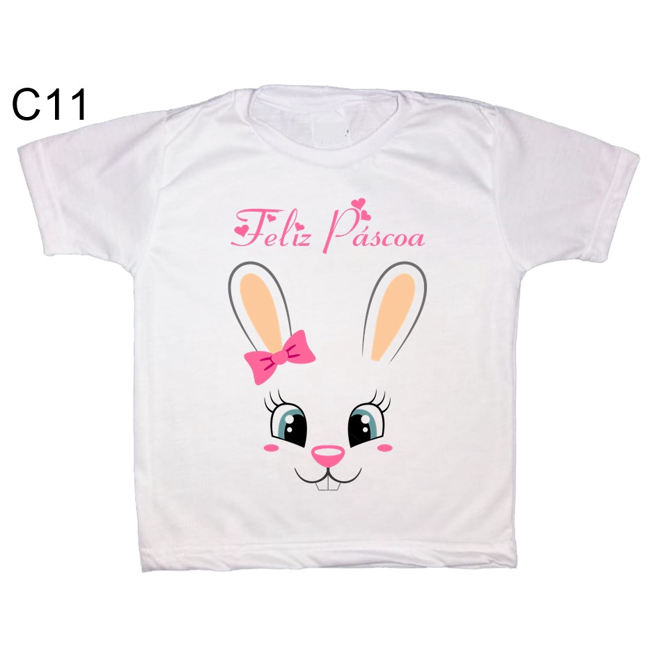 Camiseta Infantil Coelhinho Da Páscoa Feliz Páscoa C11 em Oferta na Shopee