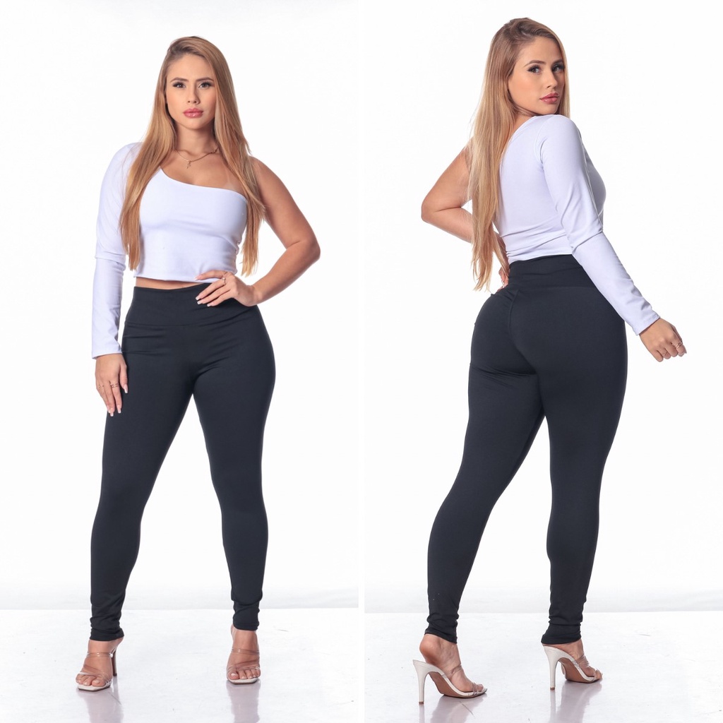 Calça Legging Suplex Branca Enfermagem Esteticista Cintura Alta