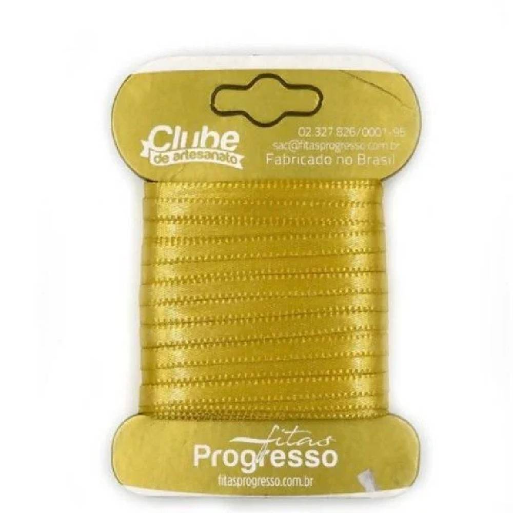 Fita em Cetim - Cor 228 - Ouro - 1 unidade - Fitas Progresso - Rizzo Distribuidora
