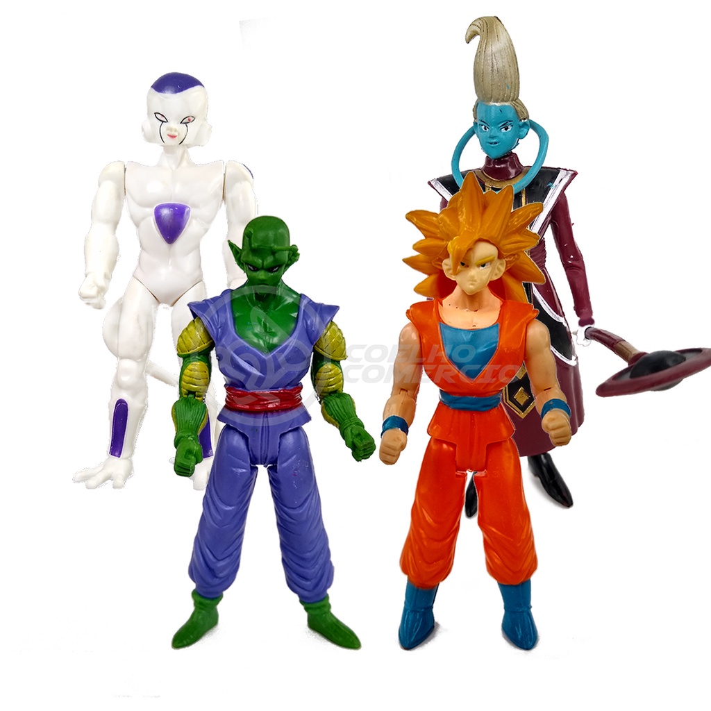 Boneco Action Figure Miniatura Goku SSJ Freeza Piccolo Anjo Whis Colecionável DragonBall Super 15cm 18