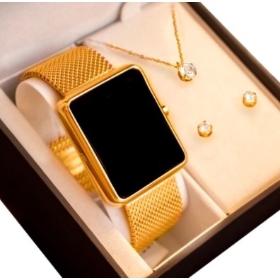 Relógio Digital Feminino Led Touch Com Pulseira  3453 em Oferta na Shopee