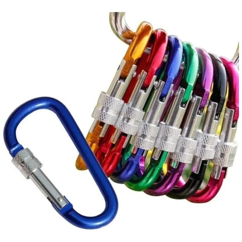 Mosquetao metal com rosca colorido para salva vara outras utilidades