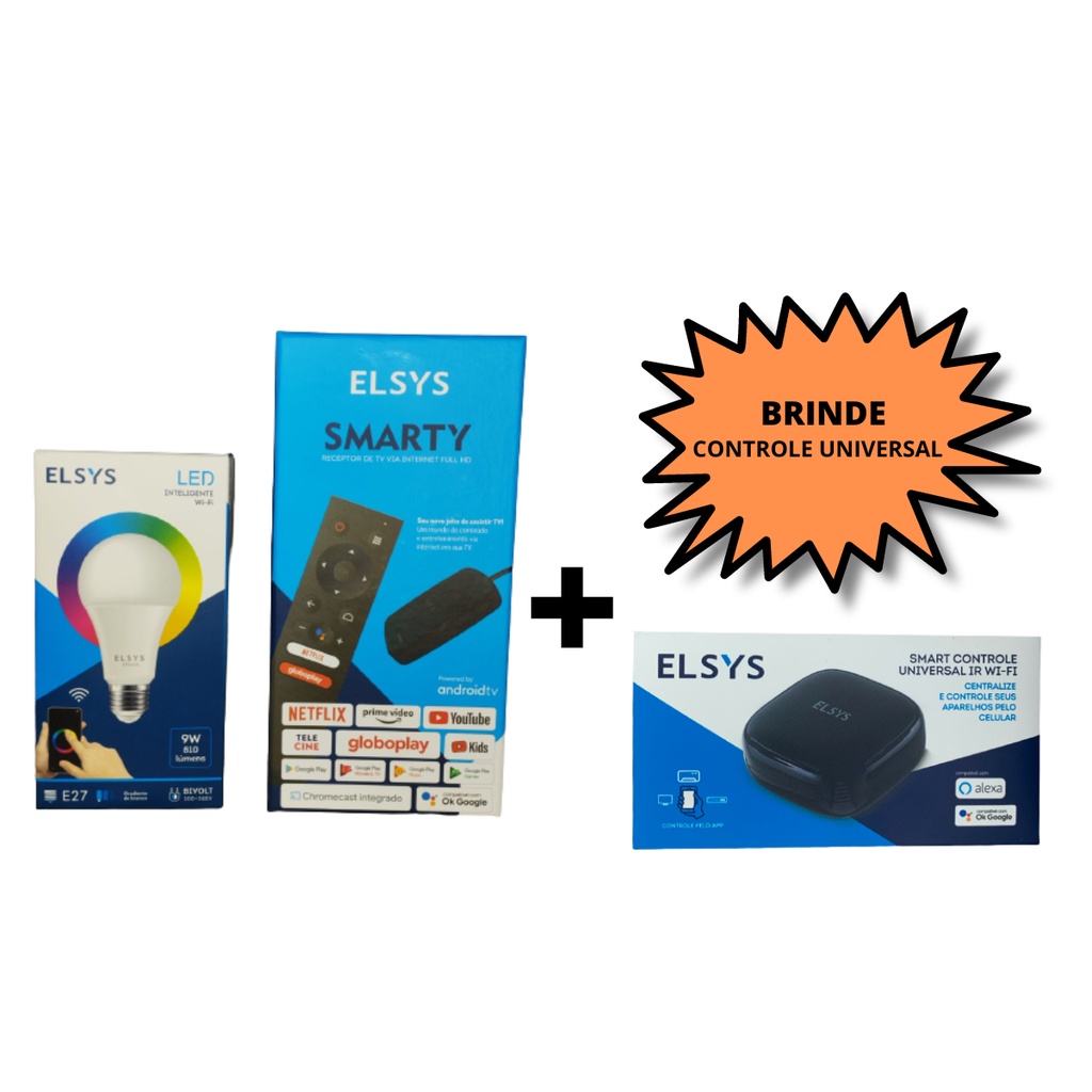 Kit Inteligente Elsys - Lâmpada+Smarty+Controle Universal | Shopee Brasil
