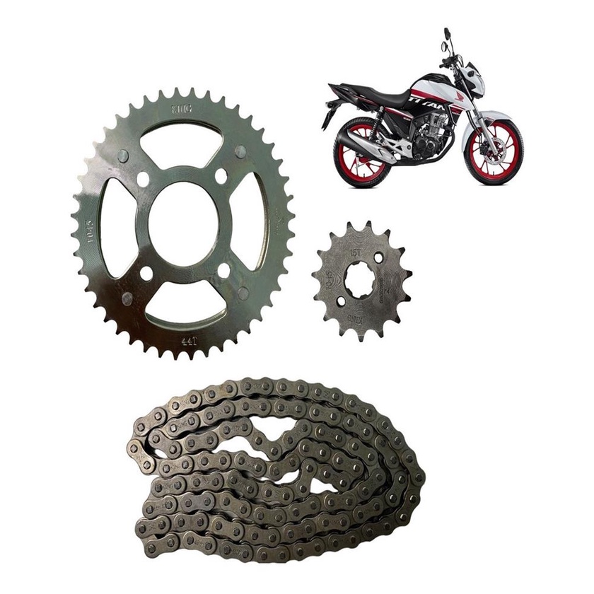Kit Tracao Titan 160 Fan Transmissao Corrente Coroa Pinhao