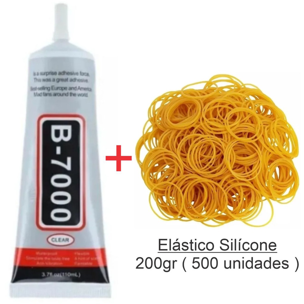 Kit 1un Cola Multiuso Manutenção Reparo Celular Zhanlida B7000 110ml Transparente + Elástico 200gr 