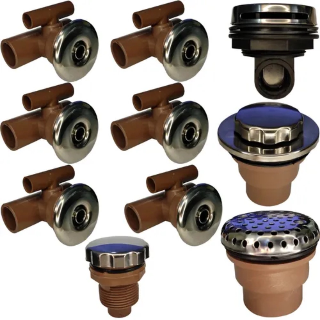 6x Jatos Bicas Kit 5 Hidromassagem Spa Banheiras Inox