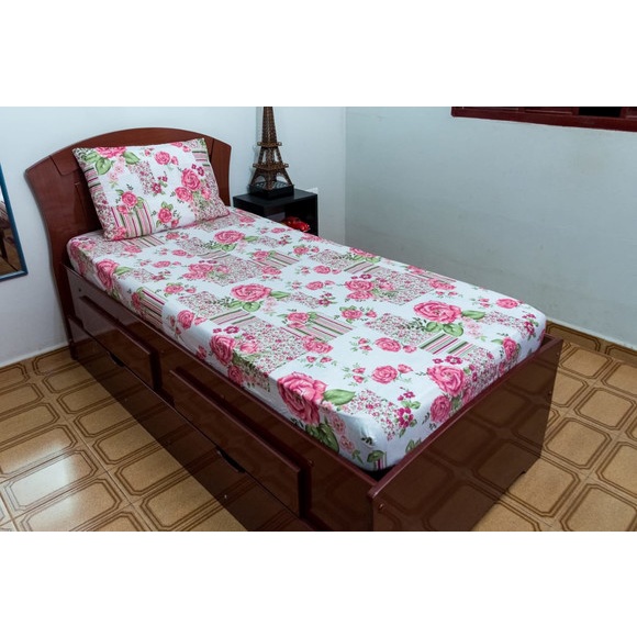 Jogo Lençol Solteiro Microfibra estampada com elástico 2 peças em Oferta na Shopee