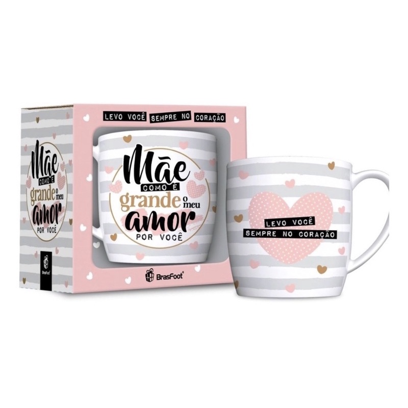 Caneca Na Caixa Mãe Grande Amor 360ml Presente Mamãe Dia das Mães