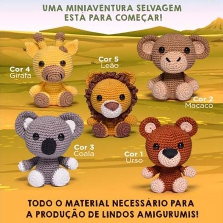 Kit Amigurumi Safari Baby Círculo Material Completo E Receita Escolha